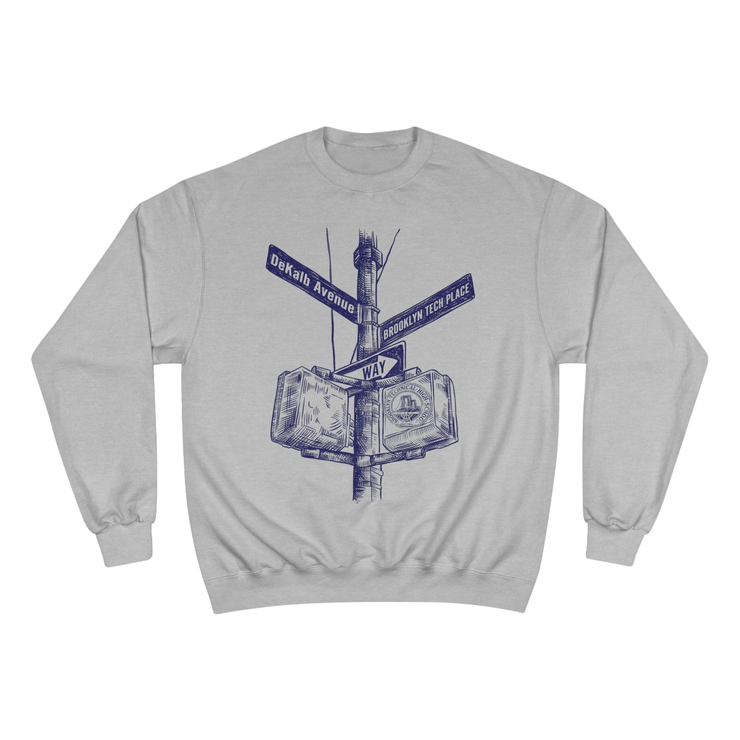 Boutique - Dekalb Ave & Brooklyn Tech Pl - Champion Crewneck Sweatshirt - Navy Graphic
