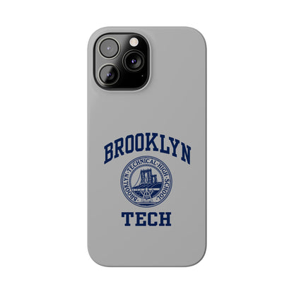 Brooklyn Tech Slim Phone Case - Grey with Navy-Blue Logo