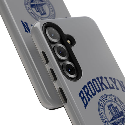 Classic Logo with Brooklyn Tech - Tough Phone Case - Grey with Navy-Blue graphics