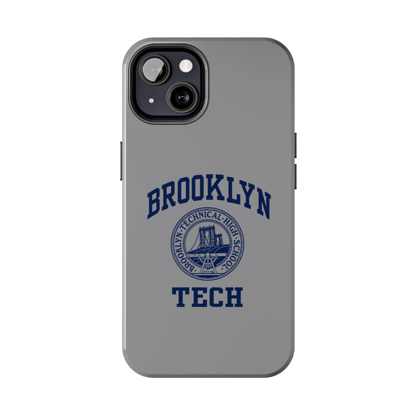 Classic Logo with Brooklyn Tech - Tough Phone Case - Grey with Navy-Blue graphics