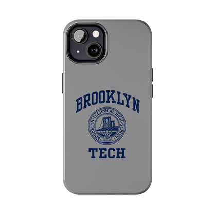 Classic Logo with Brooklyn Tech - Tough Phone Case - Grey with Navy-Blue graphics
