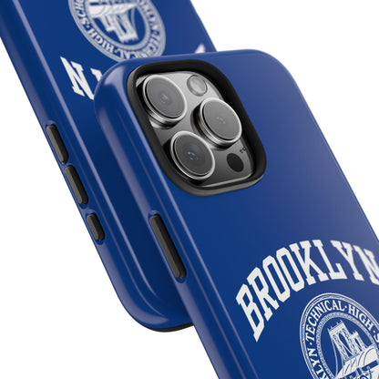Brooklyn Tech Classic Logo - Tough Phone Cases - Navy blue with white graphics