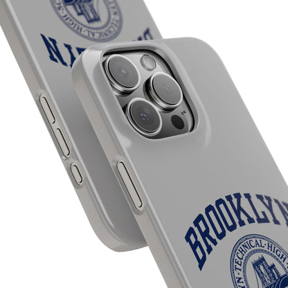 Brooklyn Tech Slim Phone Case - Grey with Navy-Blue Logo