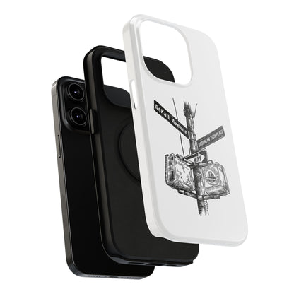 Dekalb Ave & Brooklyn Tech Pl (black graphic) - Impact-Resistant Phone Cases - White