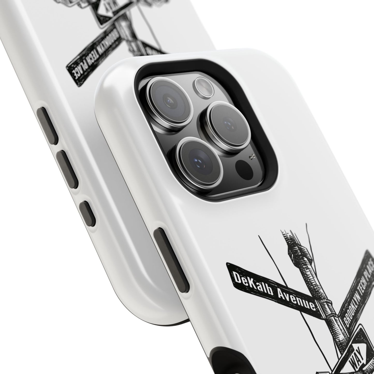 Dekalb Ave & Brooklyn Tech Pl (black graphic) - Impact-Resistant Phone Cases - White