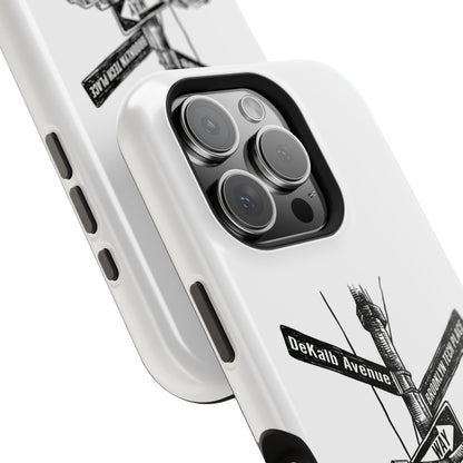 Dekalb Ave & Brooklyn Tech Pl (black graphic) - Impact-Resistant Phone Cases - White