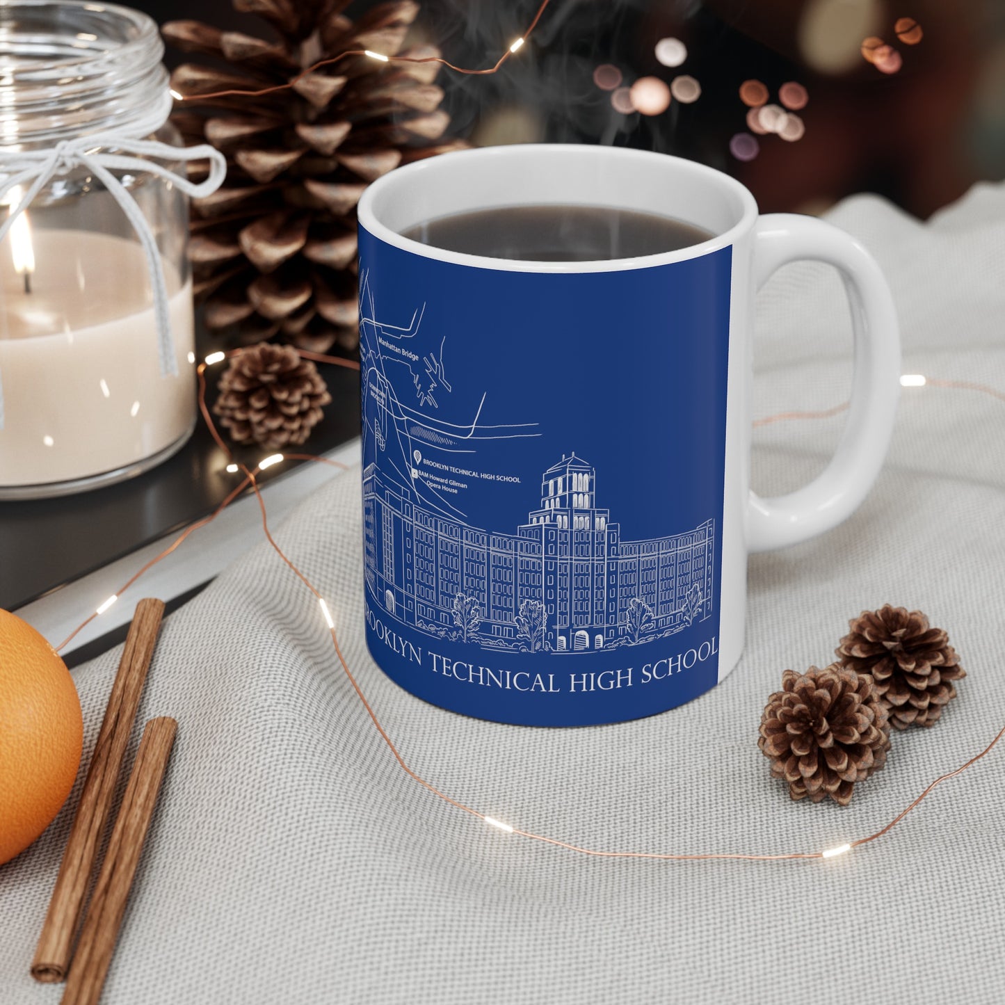 Tech Building - Ceramic Mug, (11oz, 15oz) - Navy