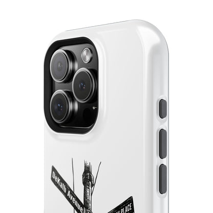 Dekalb Ave & Brooklyn Tech Pl (black graphic) - Impact-Resistant Phone Cases - White