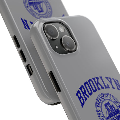 Brooklyn Tech Classic Logo - Tough Phone Case - Grey with Navy-Blue graphics