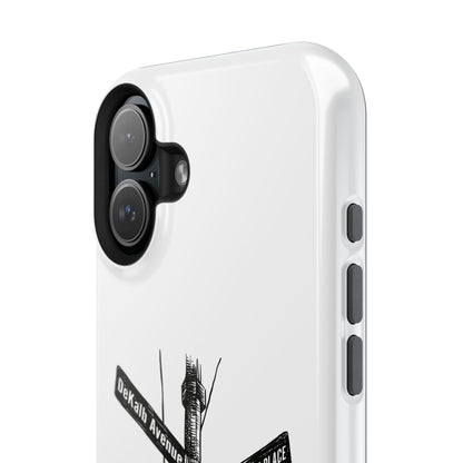 Dekalb Ave & Brooklyn Tech Pl (black graphic) - Impact-Resistant Phone Cases - White