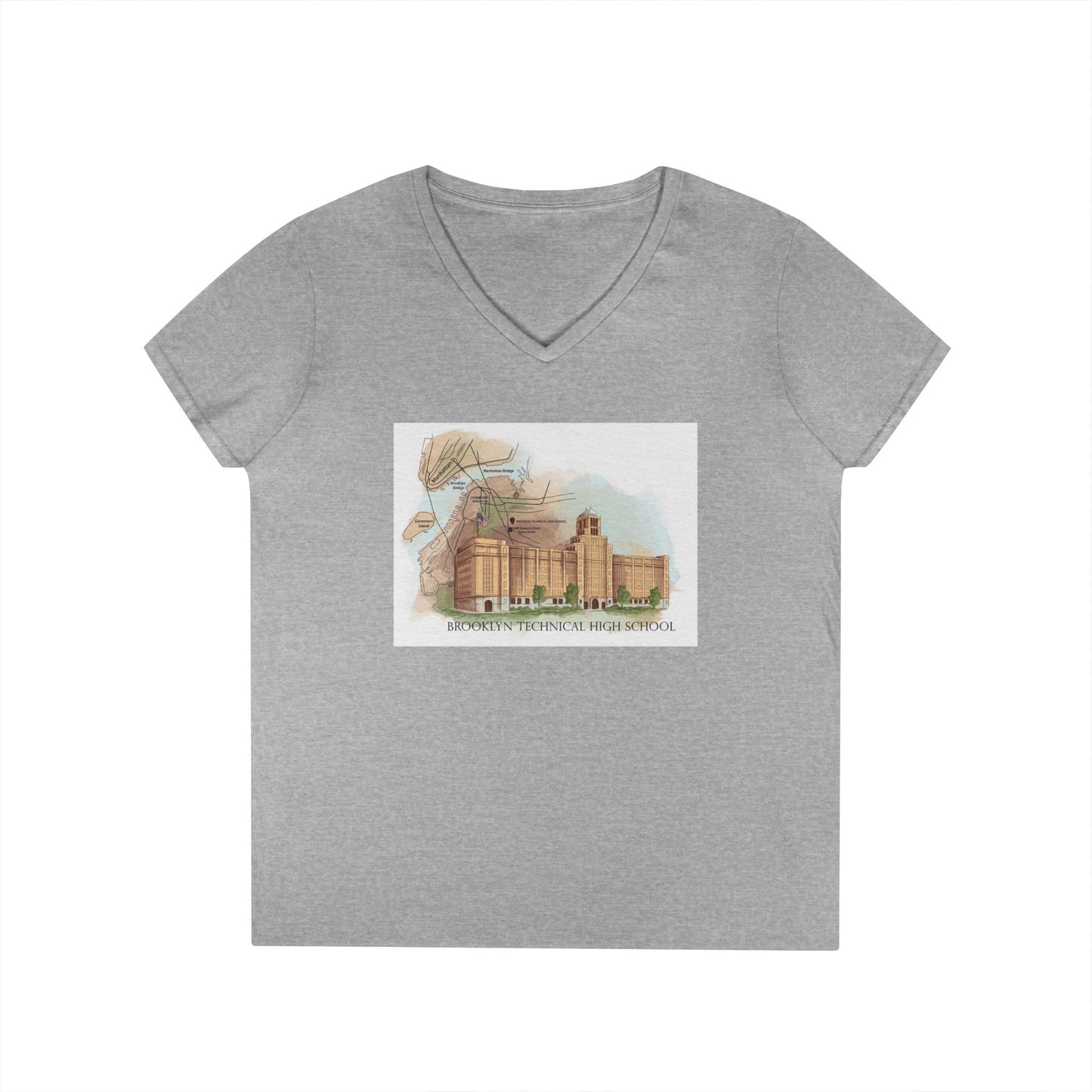 Boutique - Color Building & Map - Ladies' V-Neck T-Shirt