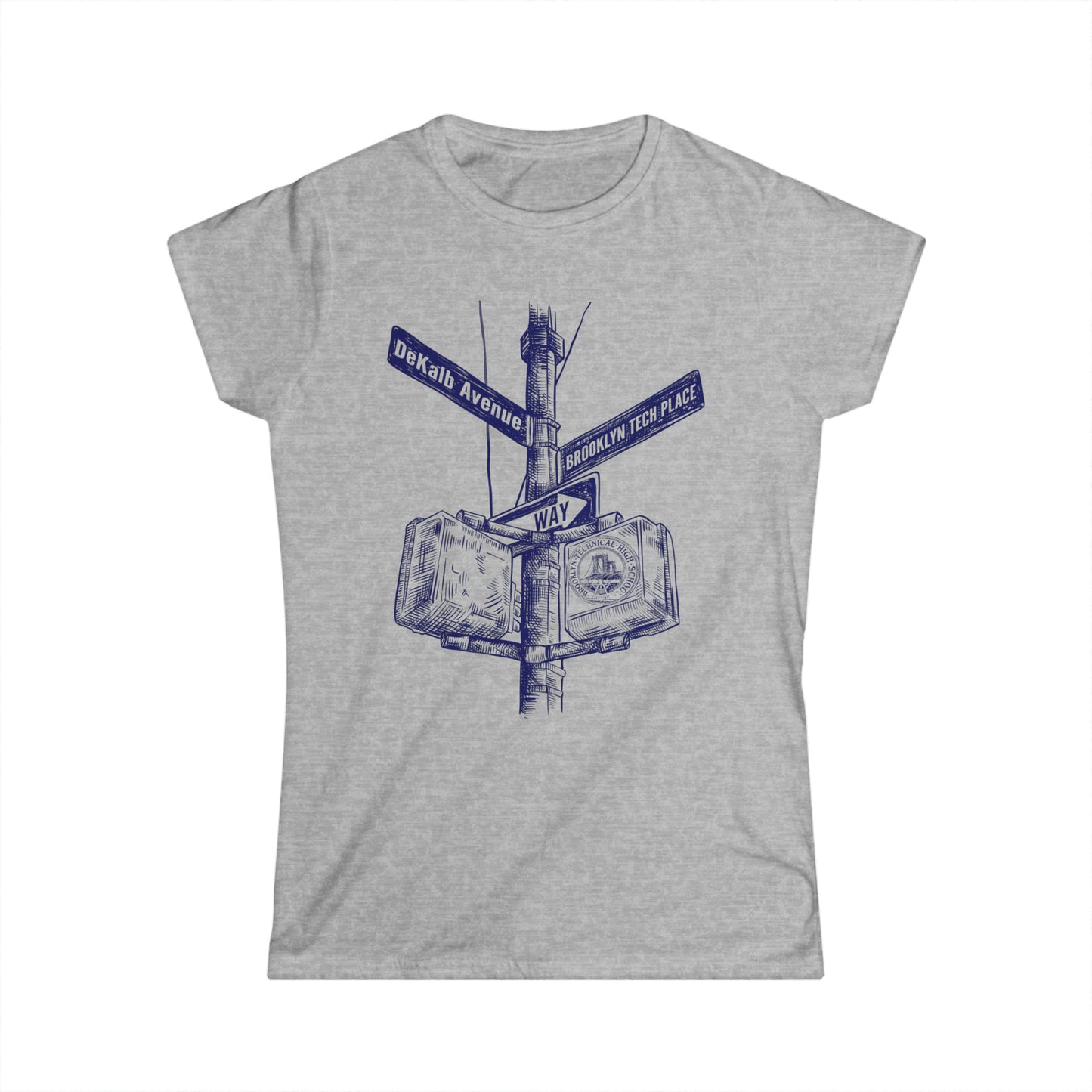 Boutique - Dekalb Ave & Brooklyn Tech Pl - Ladies Softstyle T-Shirt - (blue Graphic)