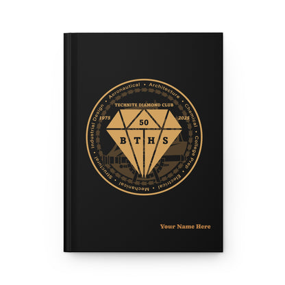 Custom Commemorative Hardcover Journal Matte - Black - Your Name Here - Emblem 4.75"