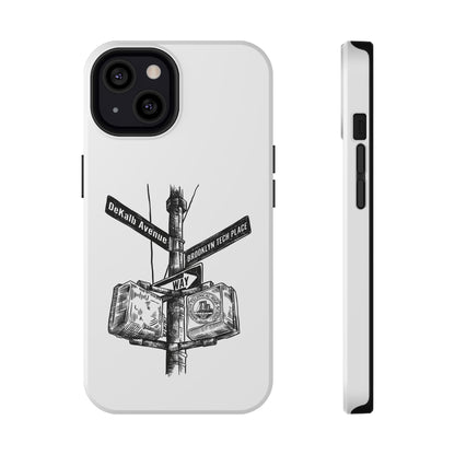 Dekalb Ave & Brooklyn Tech Pl (black graphic) - Impact-Resistant Phone Cases - White