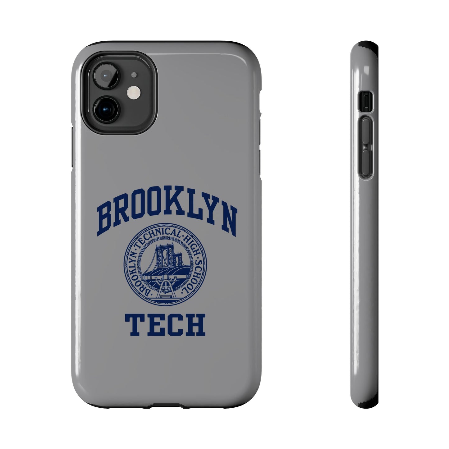 Classic Logo with Brooklyn Tech - Tough Phone Case - Grey with Navy-Blue graphics