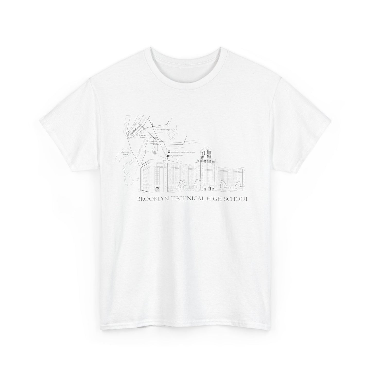 Boutique - Monochrome Building & Map - Men's Heavy Cotton T-Shirt