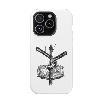 Dekalb Ave & Brooklyn Tech Pl (black graphic) - Impact-Resistant Phone Cases - White