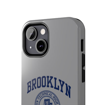 Classic Logo with Brooklyn Tech - Tough Phone Case - Grey with Navy-Blue graphics