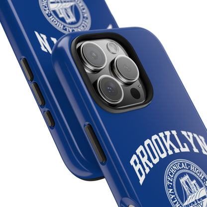 Brooklyn Tech Classic Logo - Tough Phone Cases - Navy blue with white graphics