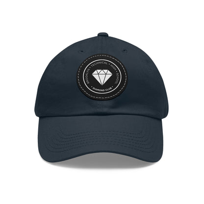 Diamond Club Logo - Hat With Circular Leather Patch - White