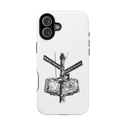 Dekalb Ave & Brooklyn Tech Pl (black graphic) - Impact-Resistant Phone Cases - White