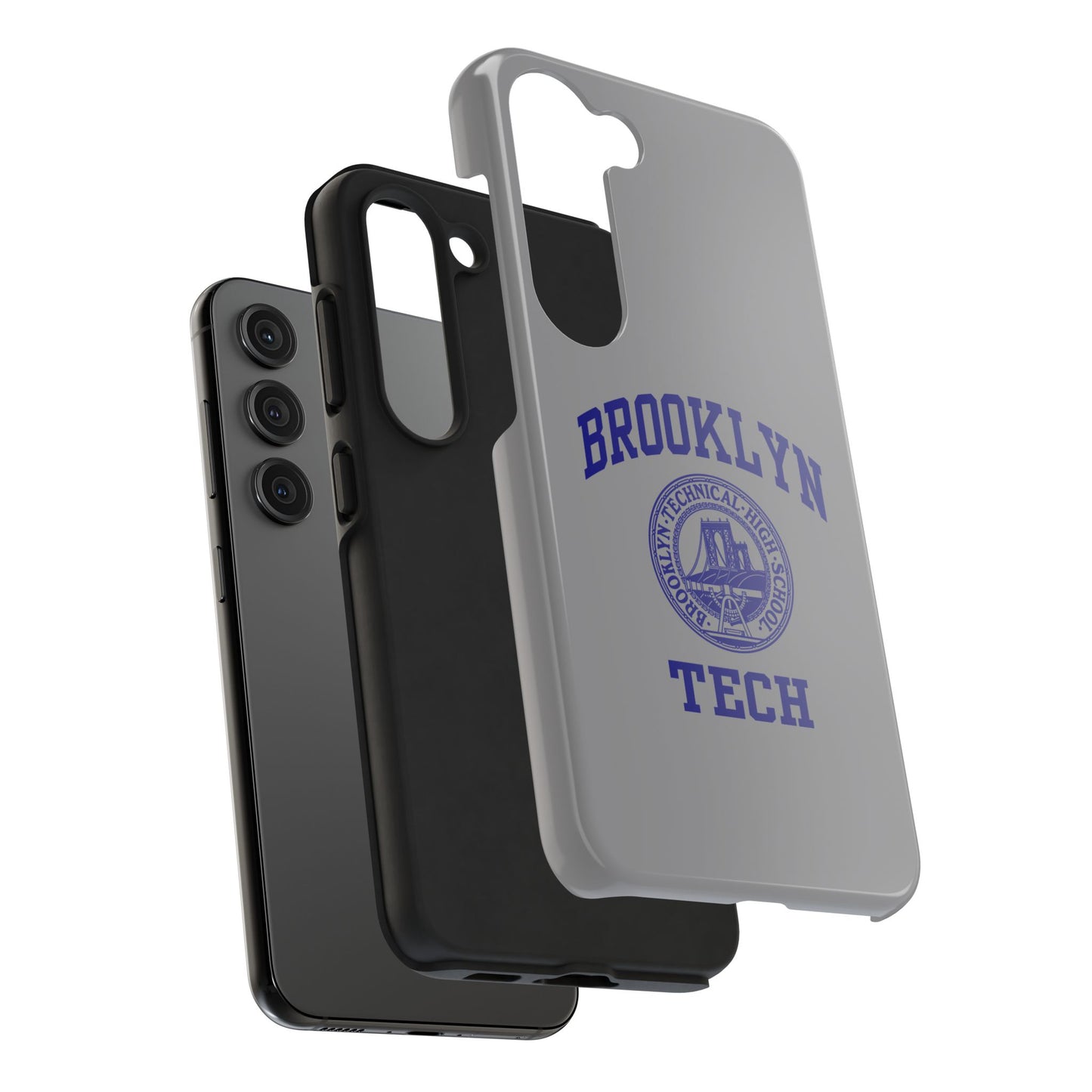 Brooklyn Tech Classic Logo - Tough Phone Case - Grey with Navy-Blue graphics