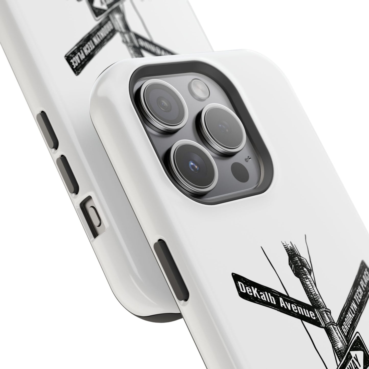 Dekalb Ave & Brooklyn Tech Pl (black graphic) - Impact-Resistant Phone Cases - White