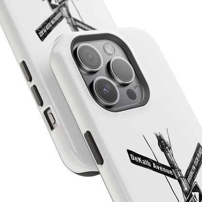 Dekalb Ave & Brooklyn Tech Pl (black graphic) - Impact-Resistant Phone Cases - White
