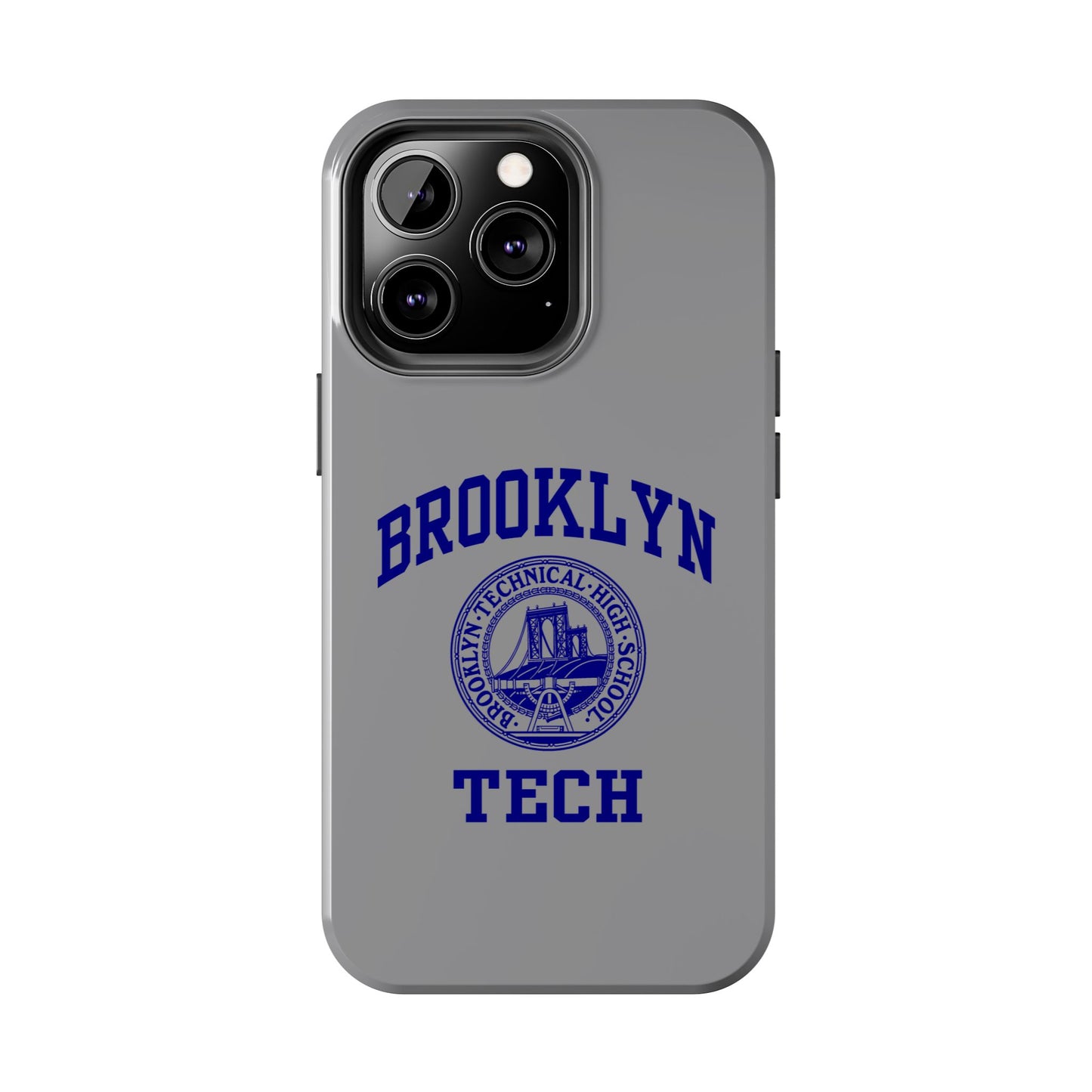 Brooklyn Tech Classic Logo - Tough Phone Case - Grey with Navy-Blue graphics