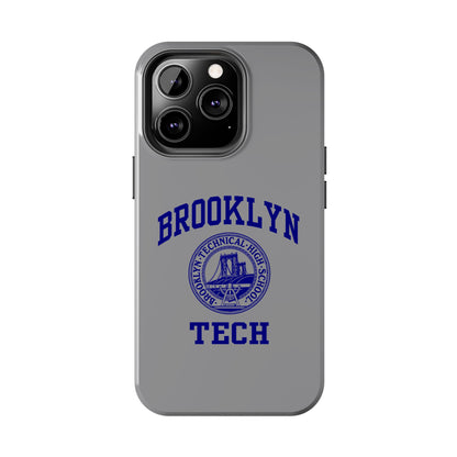 Brooklyn Tech Classic Logo - Tough Phone Case - Grey with Navy-Blue graphics