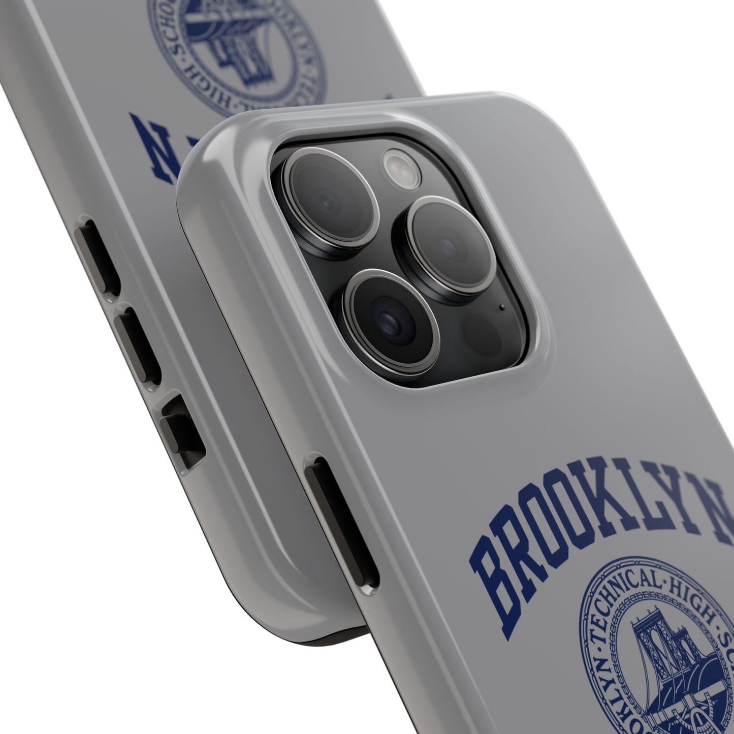 Classic Logo with Brooklyn Tech - Tough Phone Case - Grey with Navy-Blue graphics