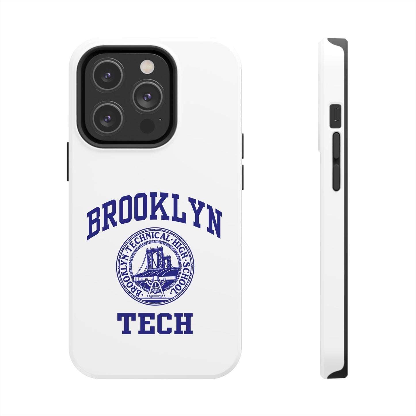 Brooklyn Tech Classic Logo - Tough Phone Cases - White with navy-blue graphic