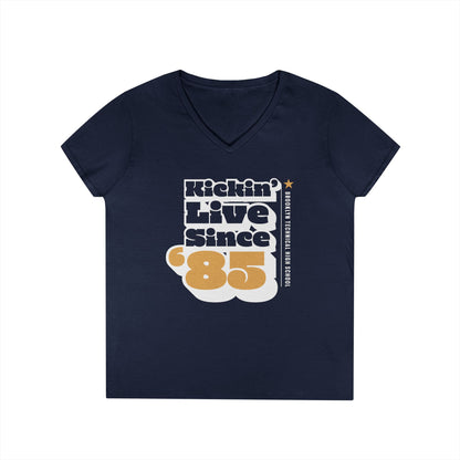 Class Of 1985 Commemorative Ladies' V-Neck T-Shirt - Kickin' Live Since '85