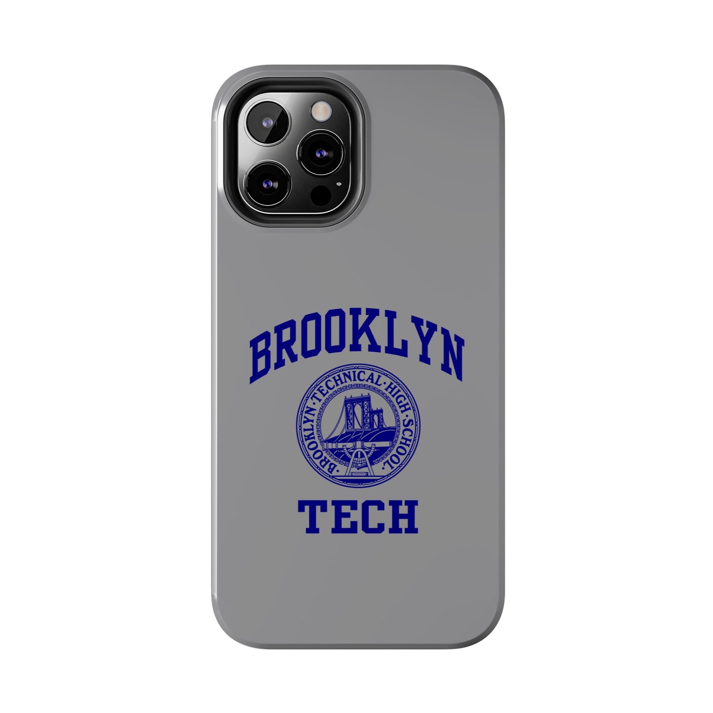 Brooklyn Tech Classic Logo - Tough Phone Case - Grey with Navy-Blue graphics