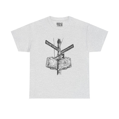 Boutique - Fulton St & Brooklyn Tech Pl - (Black Graphic) Men's Heavy Cotton T-Shirt