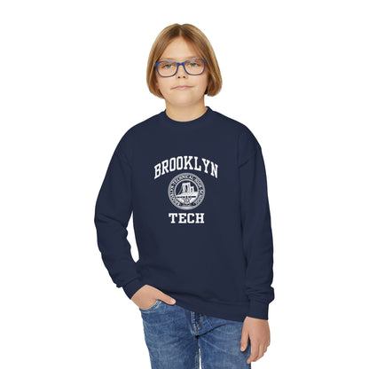 Family - Classic Brooklyn Tech Logo - Youth Crewneck Sweatshirt