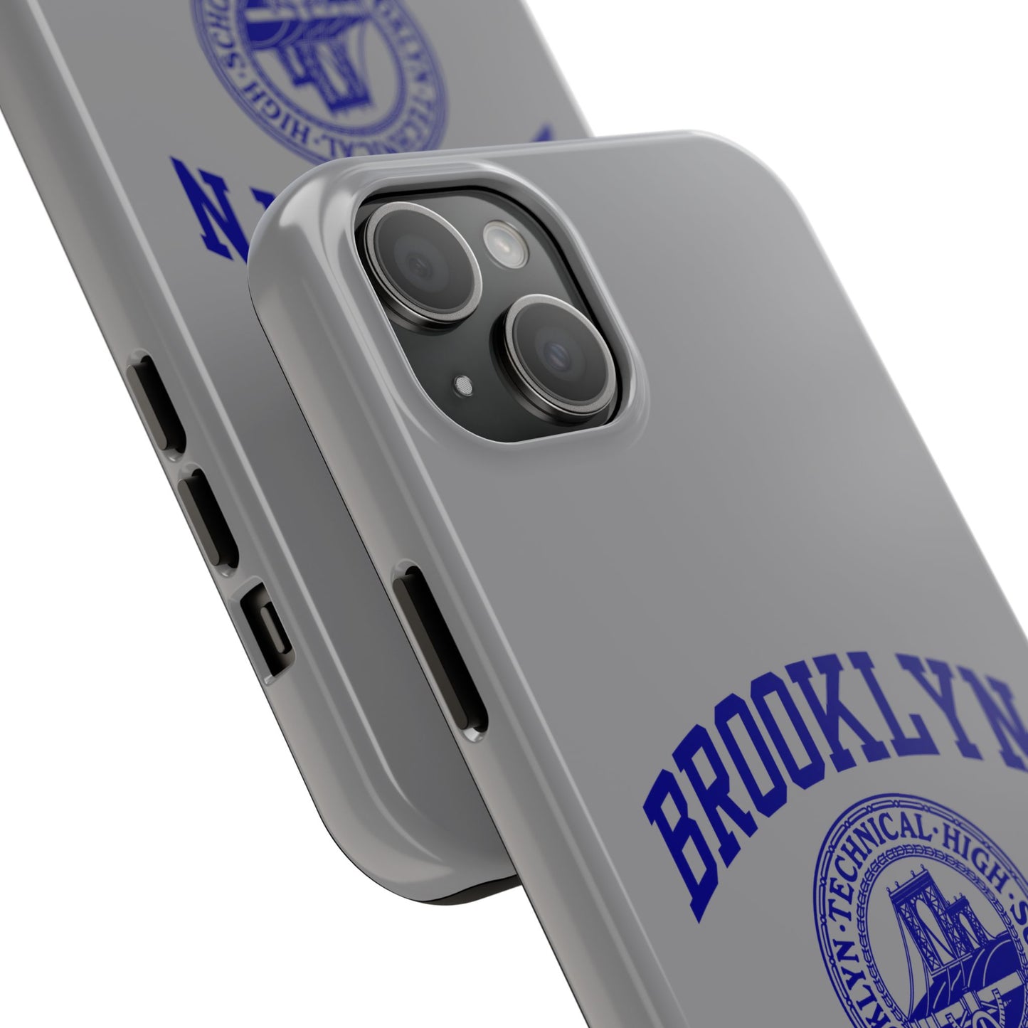 Brooklyn Tech Classic Logo - Tough Phone Case - Grey with Navy-Blue graphics