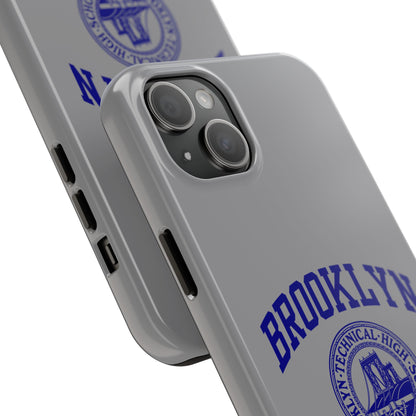 Brooklyn Tech Classic Logo - Tough Phone Case - Grey with Navy-Blue graphics