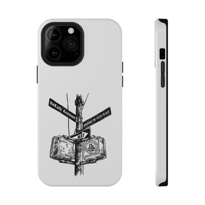 Dekalb Ave & Brooklyn Tech Pl (black graphic) - Impact-Resistant Phone Cases - White