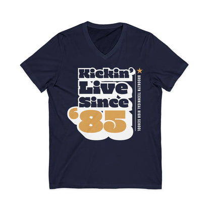 Class of 1985 Commemorative Unisex Jersey Short Sleeve V-Neck Tee - Kickin' Live Since '85