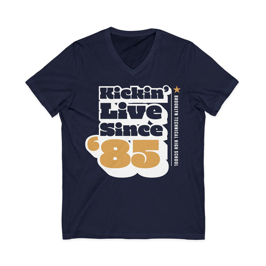 Class of 1985 Commemorative Unisex Jersey Short Sleeve V-Neck Tee - Kickin' Live Since '85