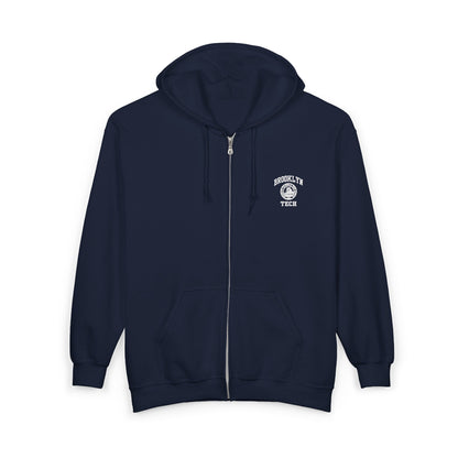 Classic Brooklyn Tech on Left Chest - Men's Full Zip Hooded Sweatshirt