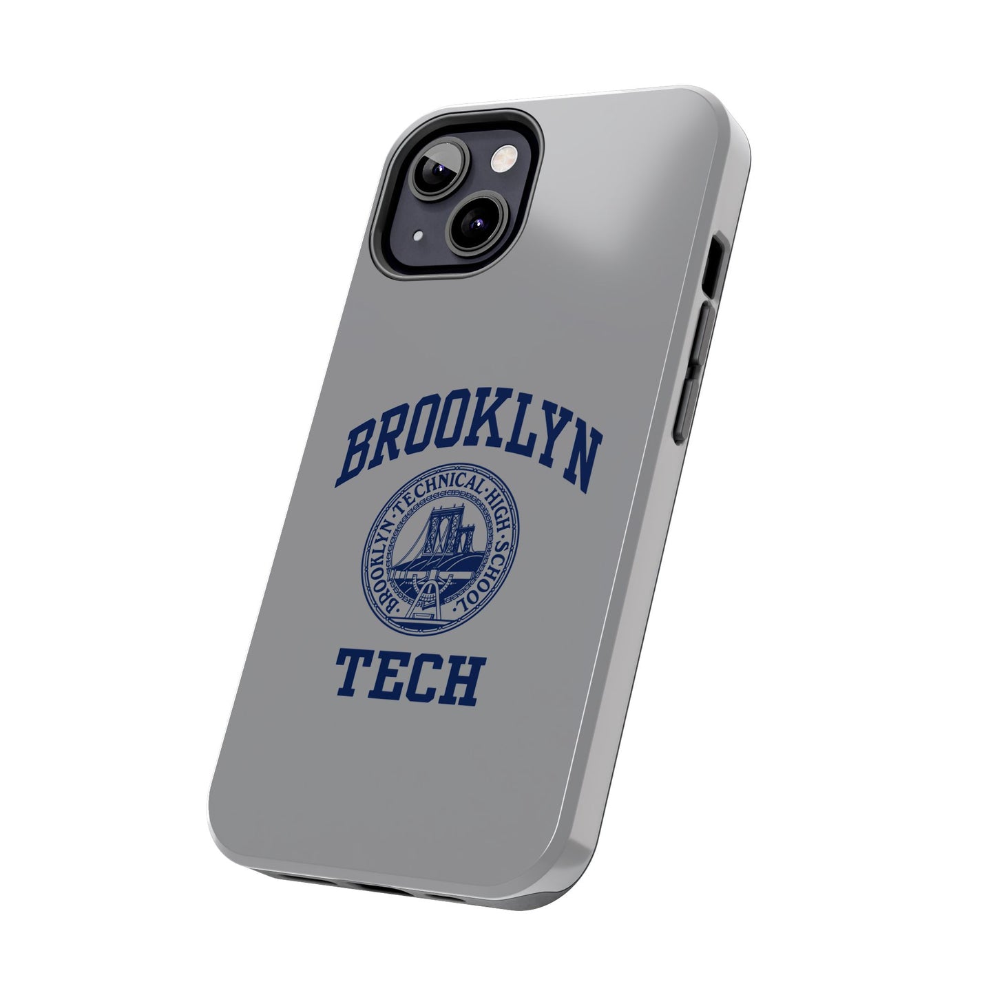 Classic Logo with Brooklyn Tech - Tough Phone Case - Grey with Navy-Blue graphics