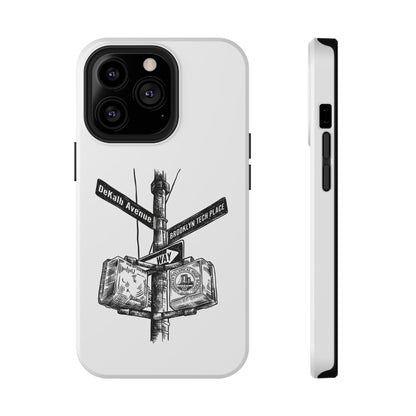 Dekalb Ave & Brooklyn Tech Pl (black graphic) - Impact-Resistant Phone Cases - White