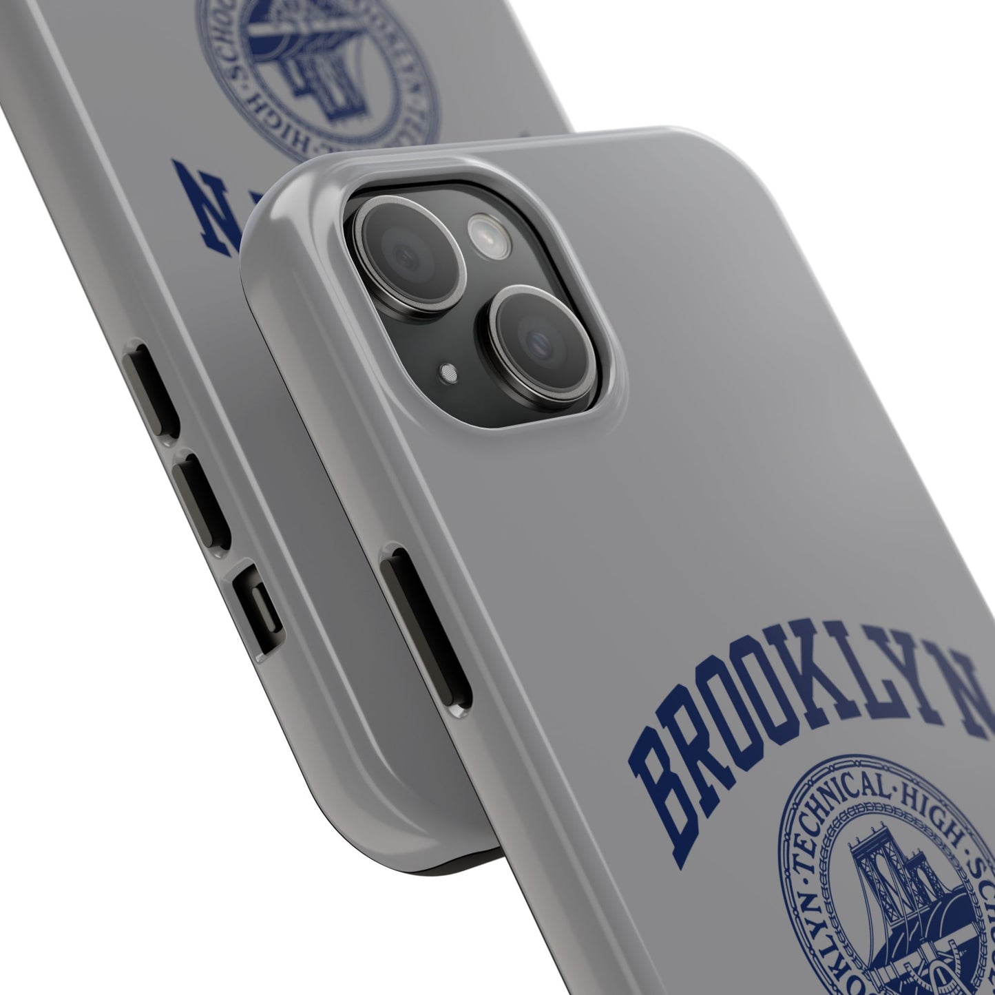 Classic Logo with Brooklyn Tech - Tough Phone Case - Grey with Navy-Blue graphics