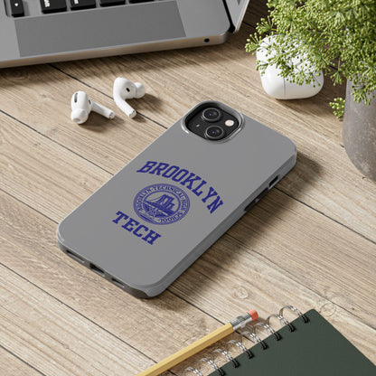Brooklyn Tech Classic Logo - Tough Phone Case - Grey with Navy-Blue graphics
