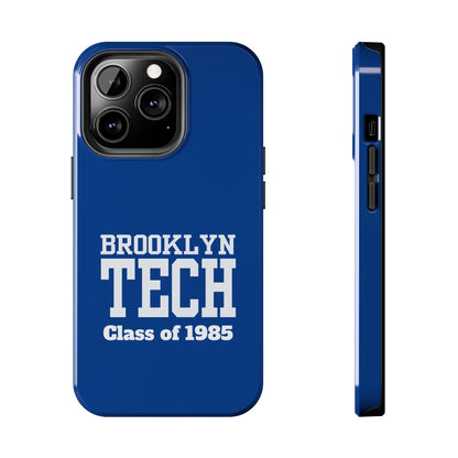 Brooklyn Tech Class Of 1985 Tough Phone Case - Navy-Blue With White Graphics