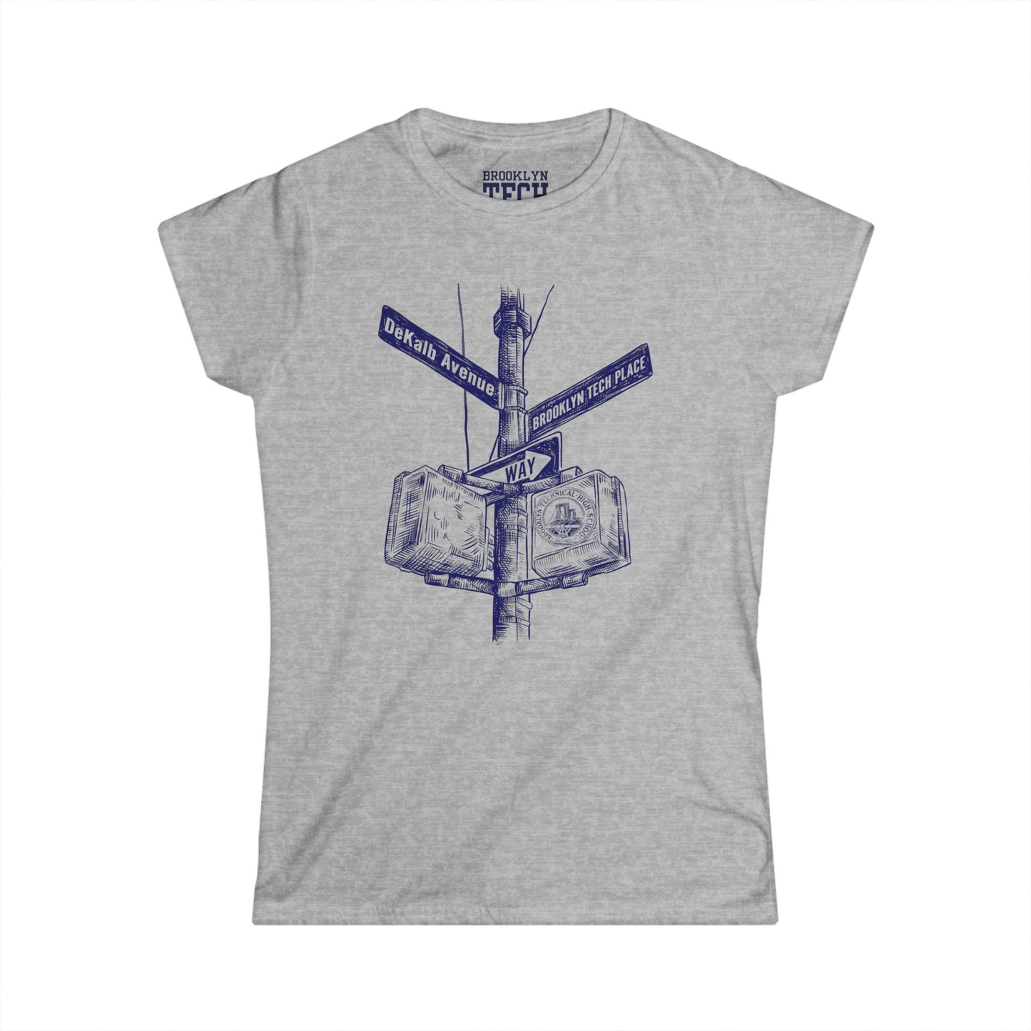 Boutique - Dekalb Ave & Brooklyn Tech Pl. - Ladies Softstyle T-Shirt - Blue Graphic