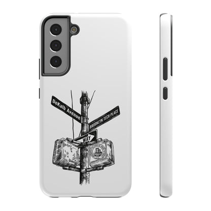 Dekalb Ave & Brooklyn Tech Pl (black graphic) - Impact-Resistant Phone Cases - White