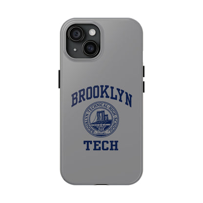 Classic Logo with Brooklyn Tech - Tough Phone Case - Grey with Navy-Blue graphics